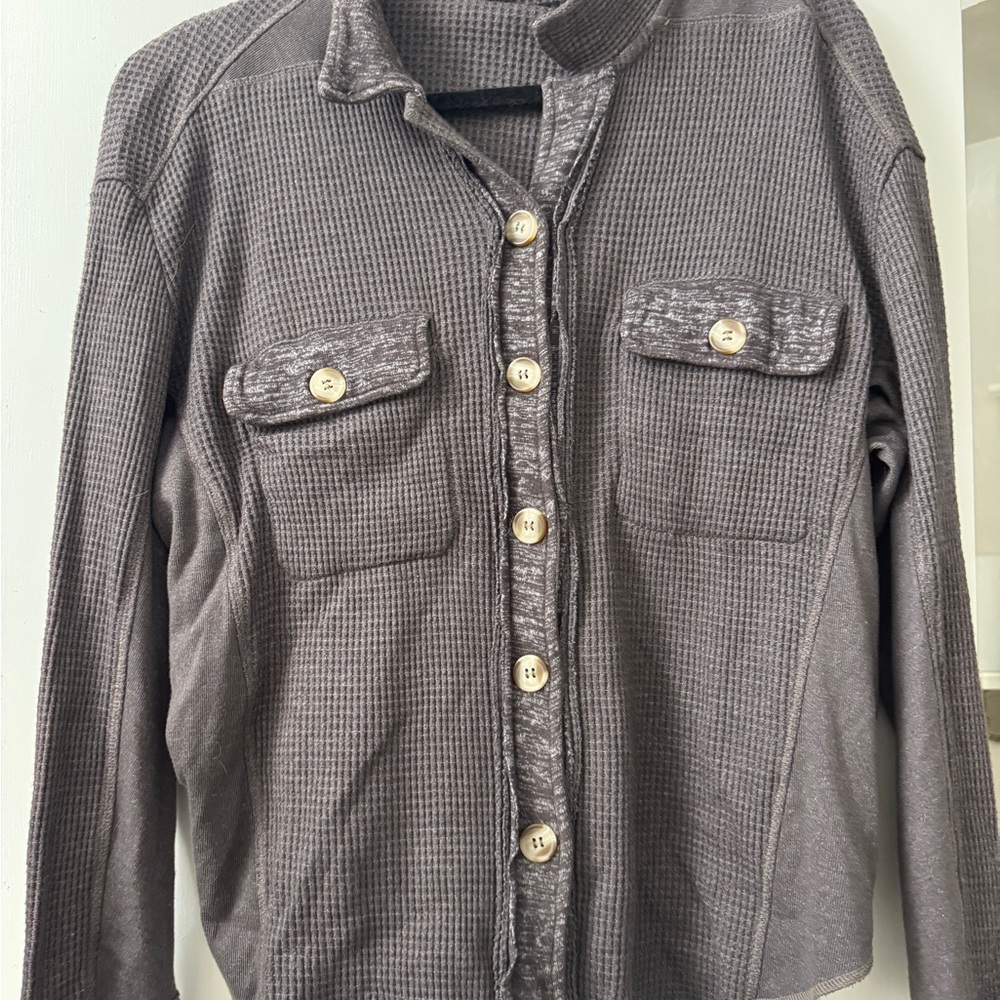 Dylan Taupe Waffle Knit Top